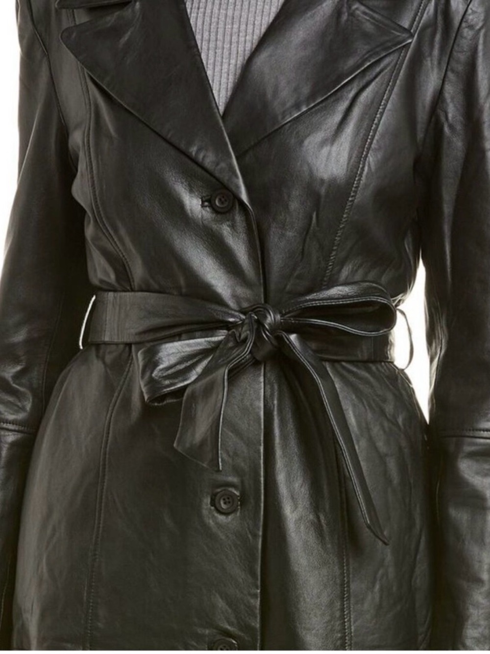 Badgley Mischka lamb Leather Trench Coat